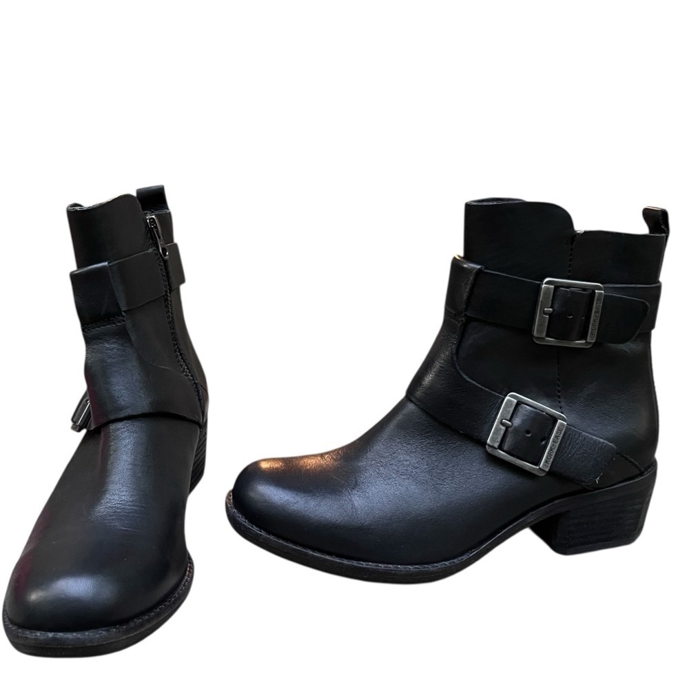 Kork Ease Maxine Leather Buckle Ankle Zip Boots — Size 39/US 8